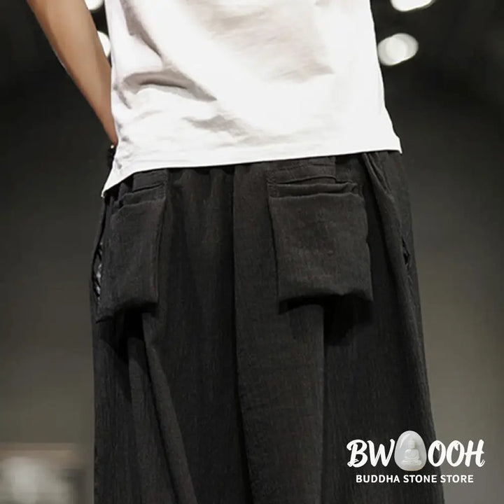 Buddha Stones Summer Solid Men’s Cropped Pants With Pockets - Men’s Pants