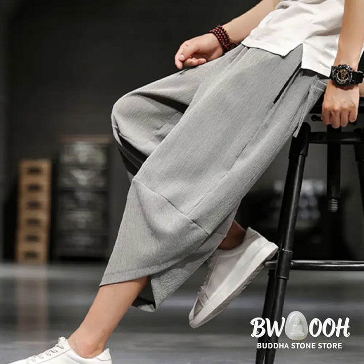 Buddha Stones Summer Solid Men’s Cropped Pants With Pockets - Men’s Pants