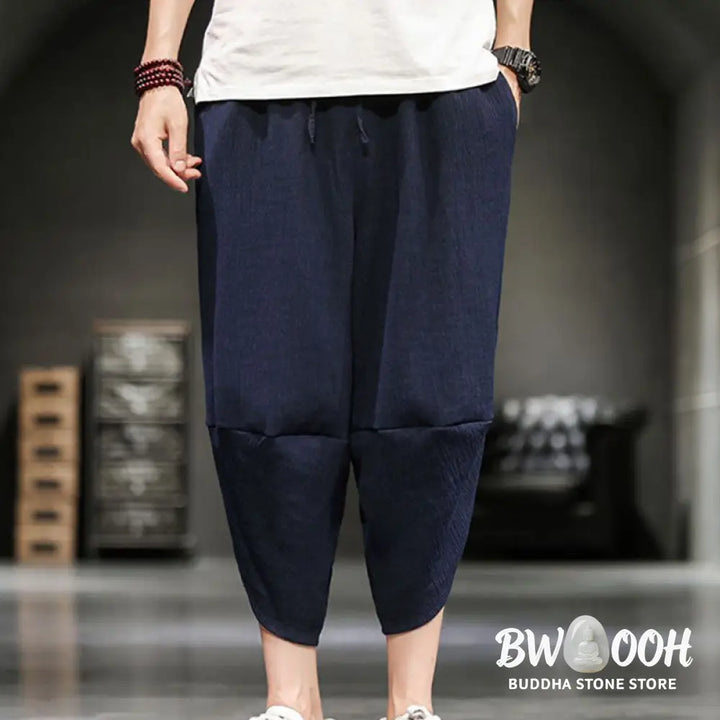 Buddha Stones Summer Solid Men’s Cropped Pants With Pockets - Men’s Pants