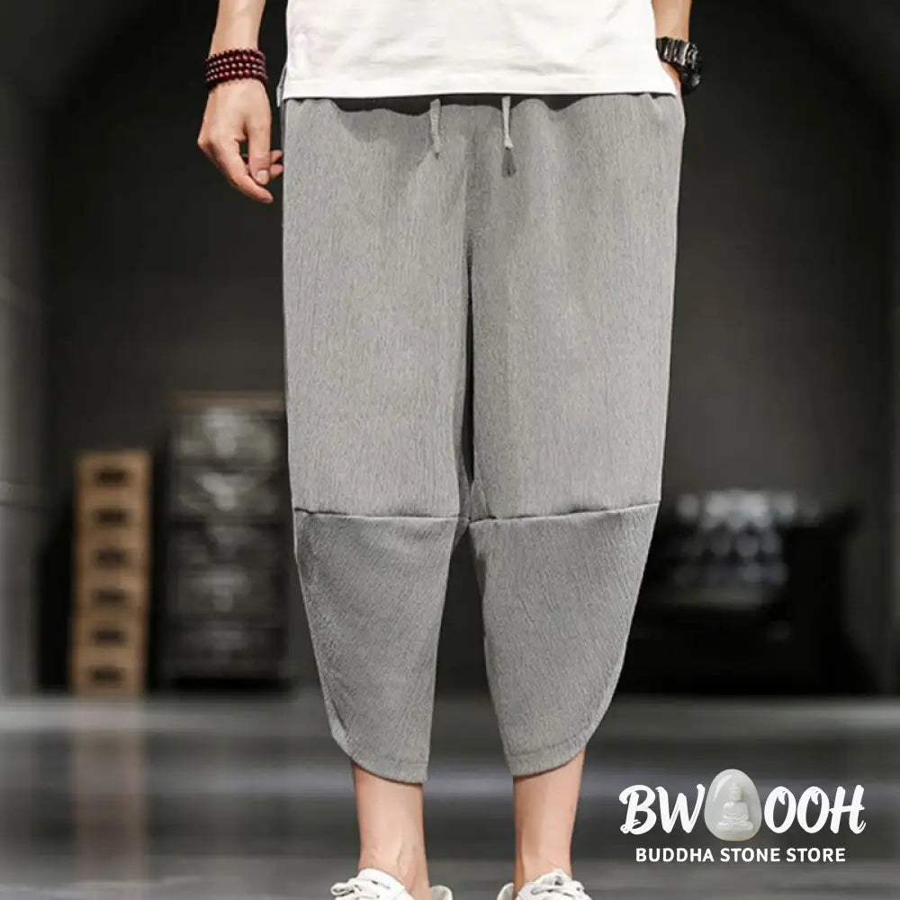 Buddha Stones Summer Solid Men’s Cropped Pants With Pockets - Men’s Pants