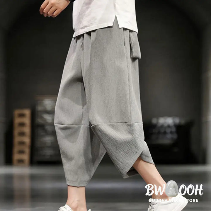 Buddha Stones Summer Solid Men’s Cropped Pants With Pockets - Men’s Pants