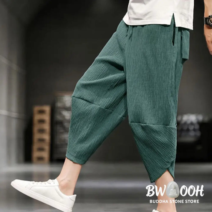 Buddha Stones Summer Solid Men’s Cropped Pants With Pockets - Men’s Pants