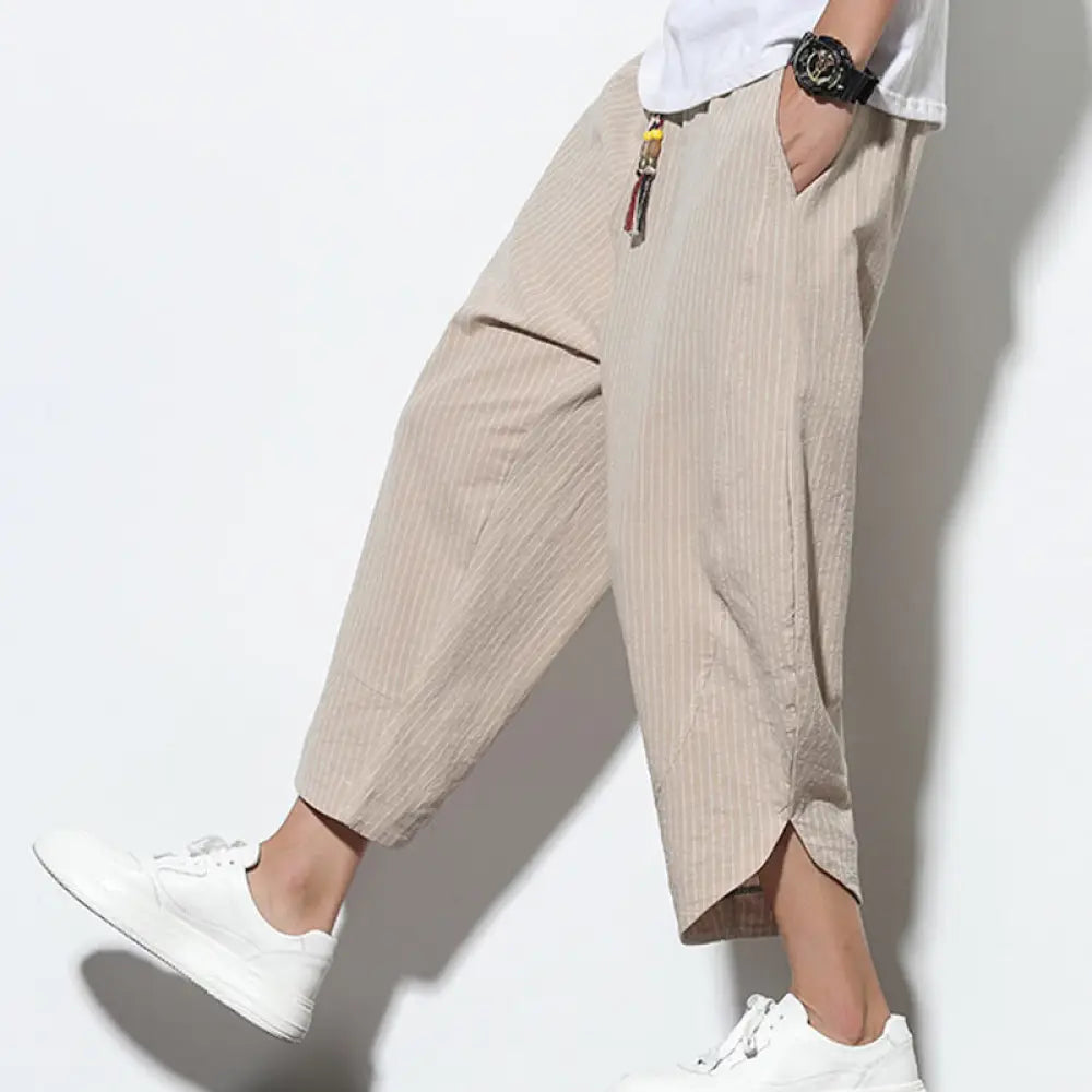 BWOOOH printed harem pants - Summer Stripes Pattern Drawstring Cotton