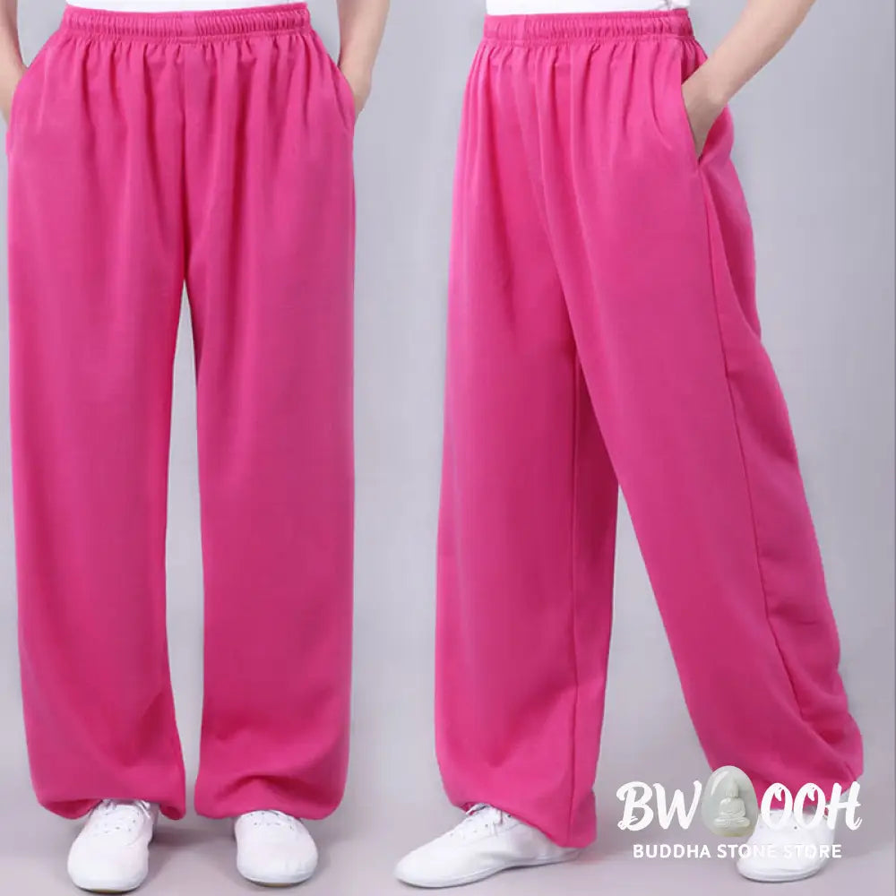 Buddha Stones Summer Unisex Elastic Waist Tai Chi Qigong Practice Breathable Cotton Linen Pants With Pockets - Unisex