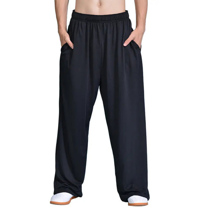 Buddha Stones Summer Unisex Elastic Waist Tai Chi Qigong Practice Pants With Pockets - Black / S-FIT FOR US/UK/AU/EU-XS