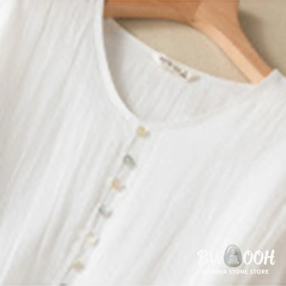 Buddha Stones Summer V-Neck Design Half Sleeve Cotton Midi Dress - Midi Dress