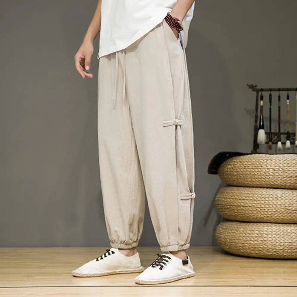 BWOOOH printed harem pants - Summer Vintage Drawstring Chinese Frog-B