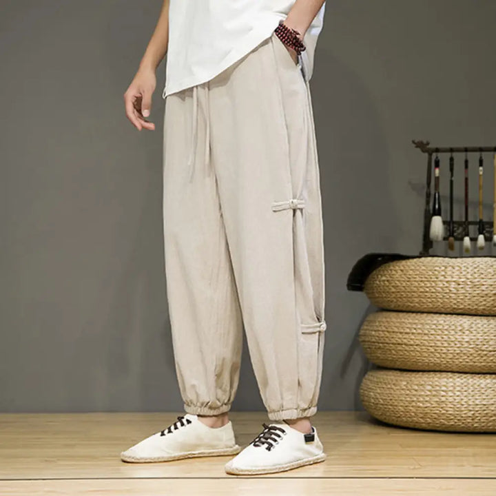 BWOOOH printed harem pants - Summer Vintage Drawstring Chinese Frog-B