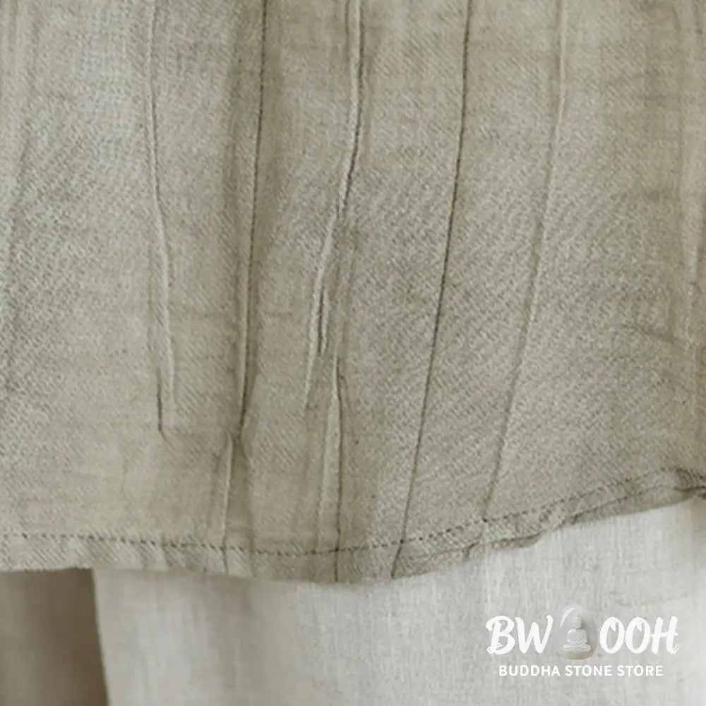 Buddha Stones Summer Wrinkles Simple Design Crew Neck Cotton Linen Women’s Sleeveless Vest Waistcoat - Women’s Vest