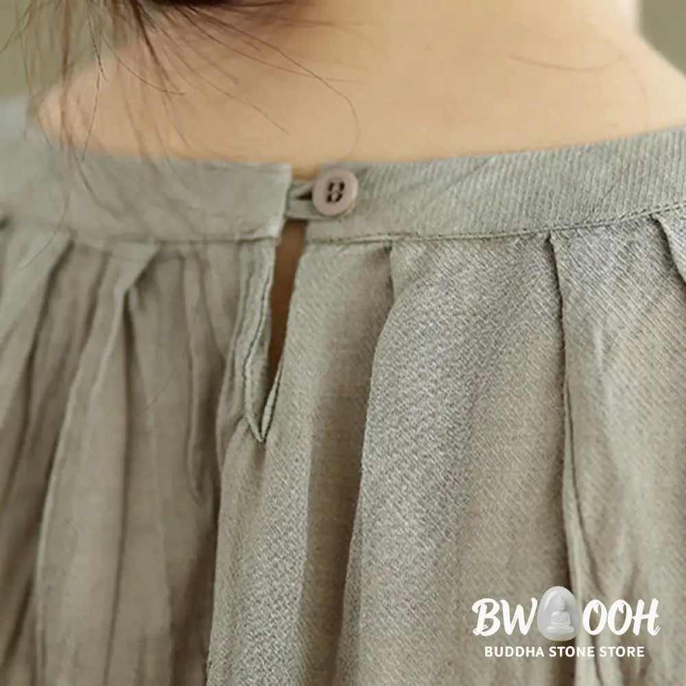 Buddha Stones Summer Wrinkles Simple Design Crew Neck Cotton Linen Women’s Sleeveless Vest Waistcoat - Women’s Vest
