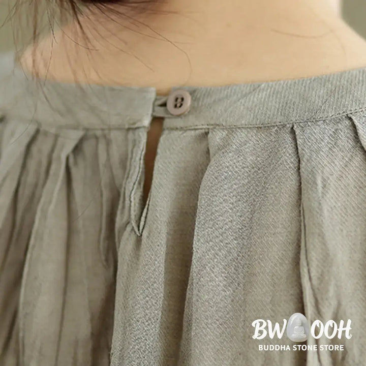 Buddha Stones Summer Wrinkles Simple Design Crew Neck Cotton Linen Women’s Sleeveless Vest Waistcoat - Women’s Vest