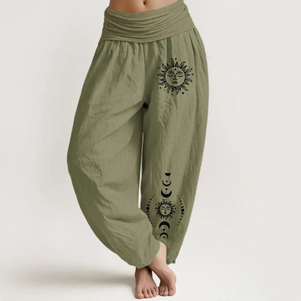 Buddha Stones Sun Moon Stars Pattern Women&