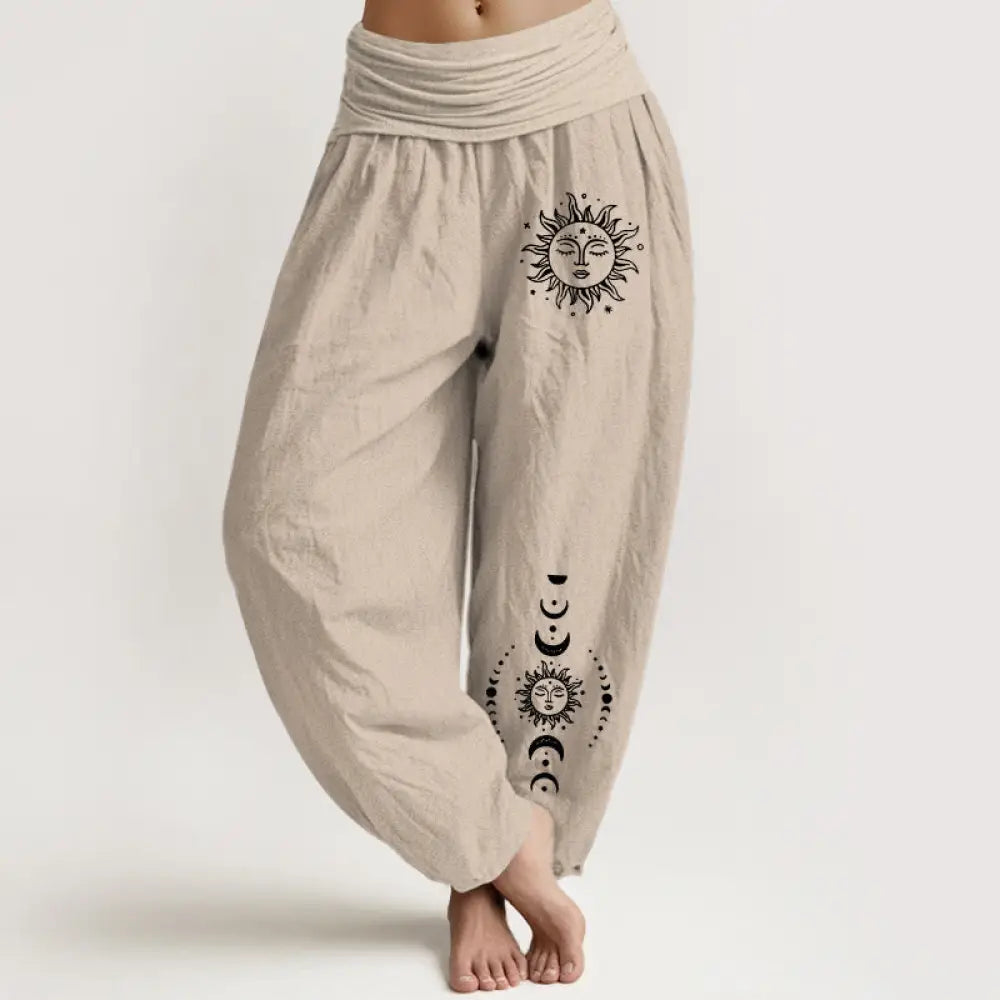 Buddha Stones Sun Moon Stars Pattern Women&