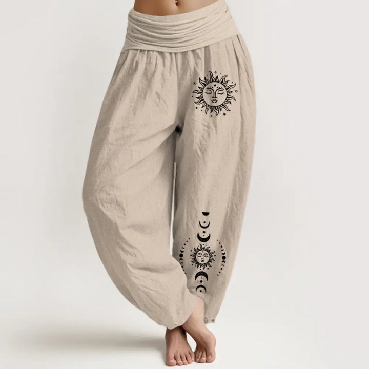 Buddha Stones Sun Moon Stars Pattern Women&