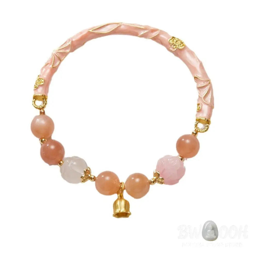 Buddha Stones Sun Stone Golden Silk Jade Lily of the Valley Charm Positive Bracelet Bangle - BWOOOH - Bracelet Bangle