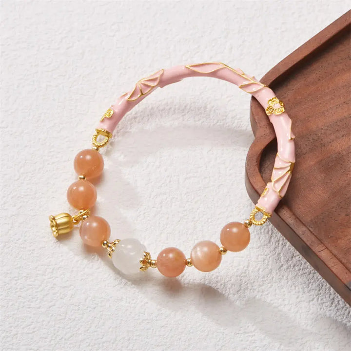 BWOOOH Sun Stone Golden Silk Jade Lily of the Valley Charm Positive Bracelet Bangle - BWOOOH - Sun Stone&amp;One
