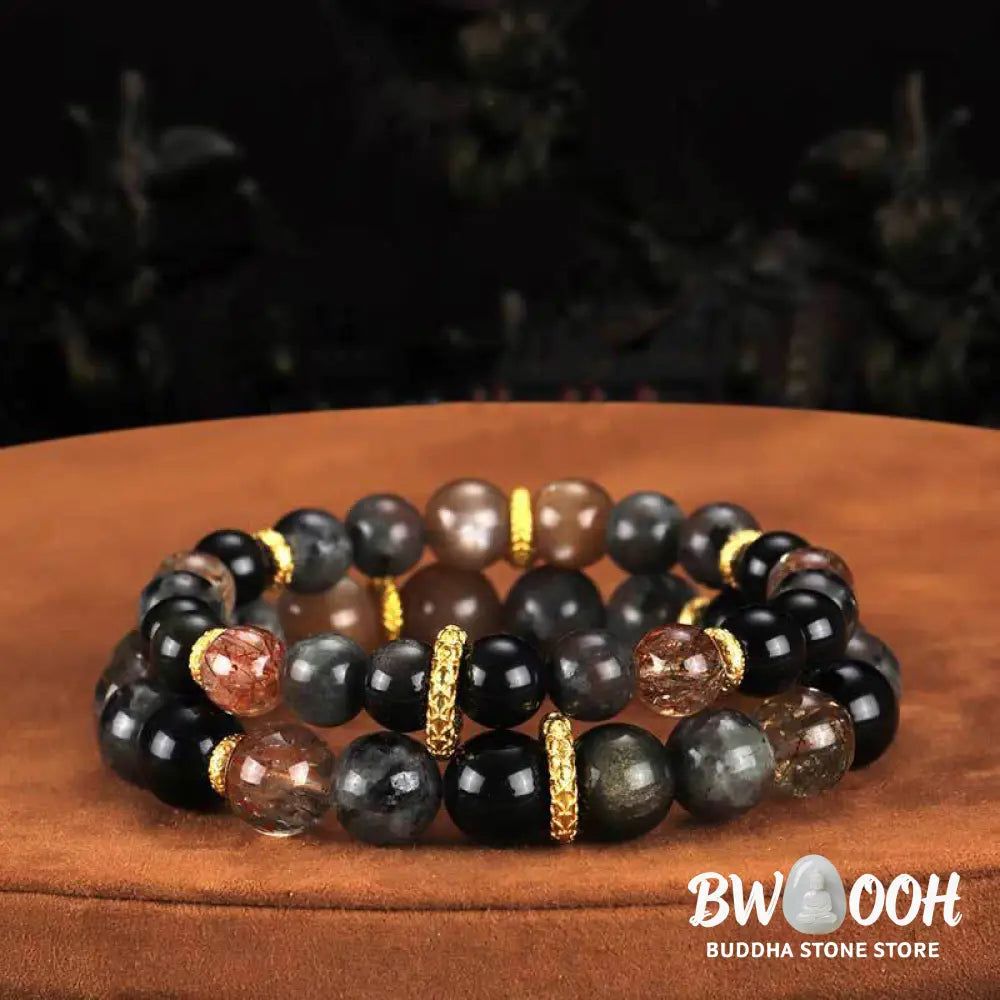 Buddha Stones Sun Stone Lava Rock Positive Bracelet - BWOOOH - Bracelet