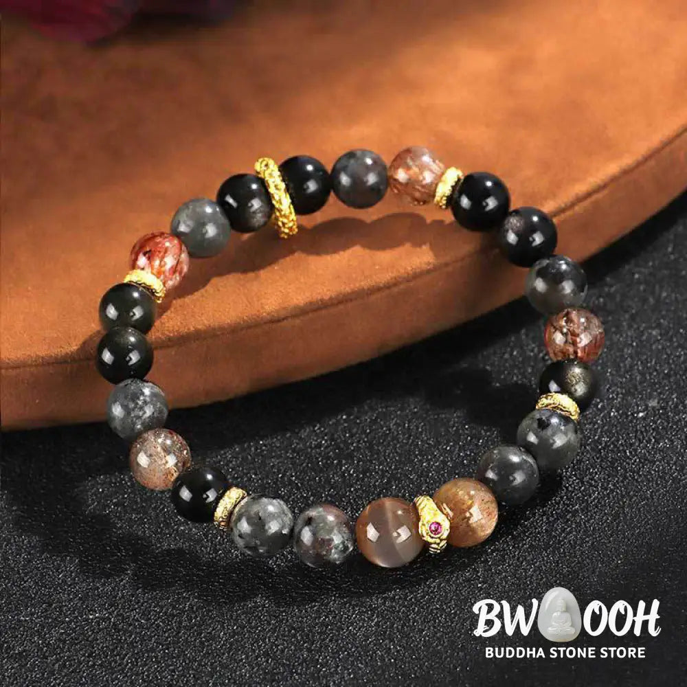 Buddha Stones Sun Stone Lava Rock Positive Bracelet - BWOOOH - Bracelet