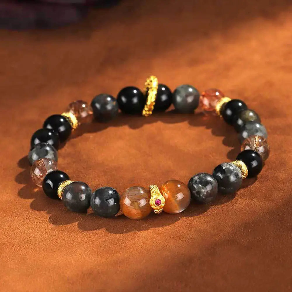 BWOOOH Sun Stone Lava Rock Positive Bracelet - BWOOOH - Inner Diameter 53mm (Wrist Circumference 14-15cm)