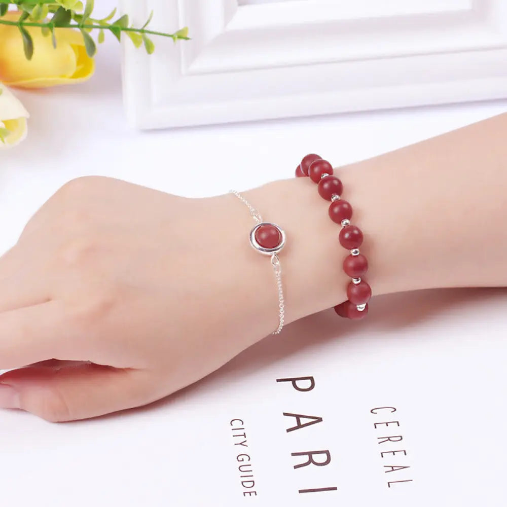 Buddha Stones Sun Stone Strawberry Quartz Crystal Positive Bracelet - BWOOOH - Agate - Bracelet