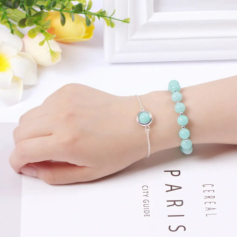 Buddha Stones Sun Stone Strawberry Quartz Crystal Positive Bracelet - BWOOOH - Amazonite - Bracelet