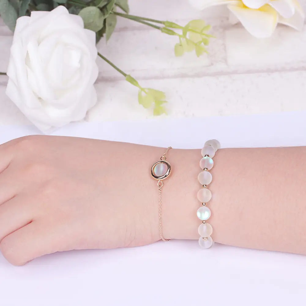 Buddha Stones Sun Stone Strawberry Quartz Crystal Positive Bracelet - BWOOOH - Black Glitter Stone - Bracelet