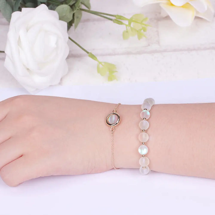 Buddha Stones Sun Stone Strawberry Quartz Crystal Positive Bracelet - BWOOOH - Black Glitter Stone - Bracelet