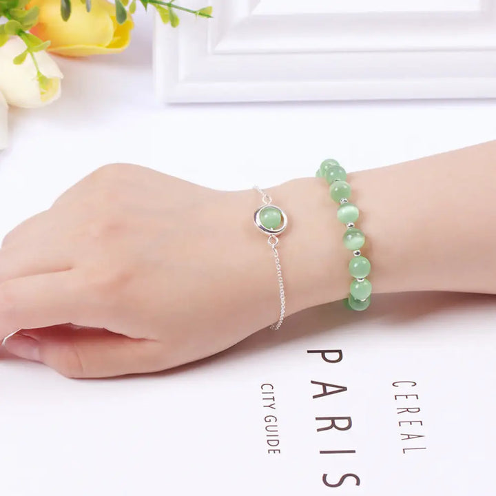 Buddha Stones Sun Stone Strawberry Quartz Crystal Positive Bracelet - BWOOOH - Chrysoberyl (Cat’s Eye) - Bracelet