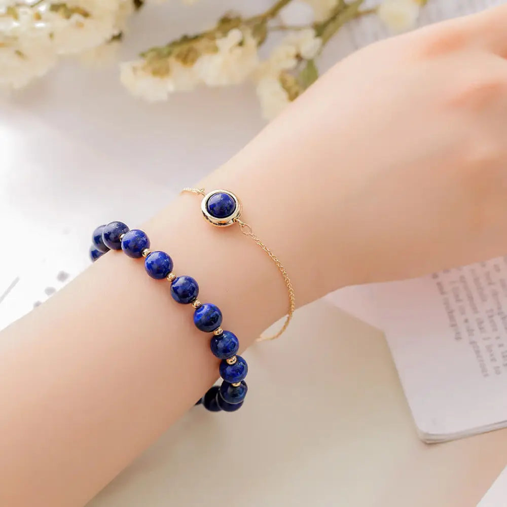 Buddha Stones Sun Stone Strawberry Quartz Crystal Positive Bracelet - BWOOOH - Lazurite - Bracelet