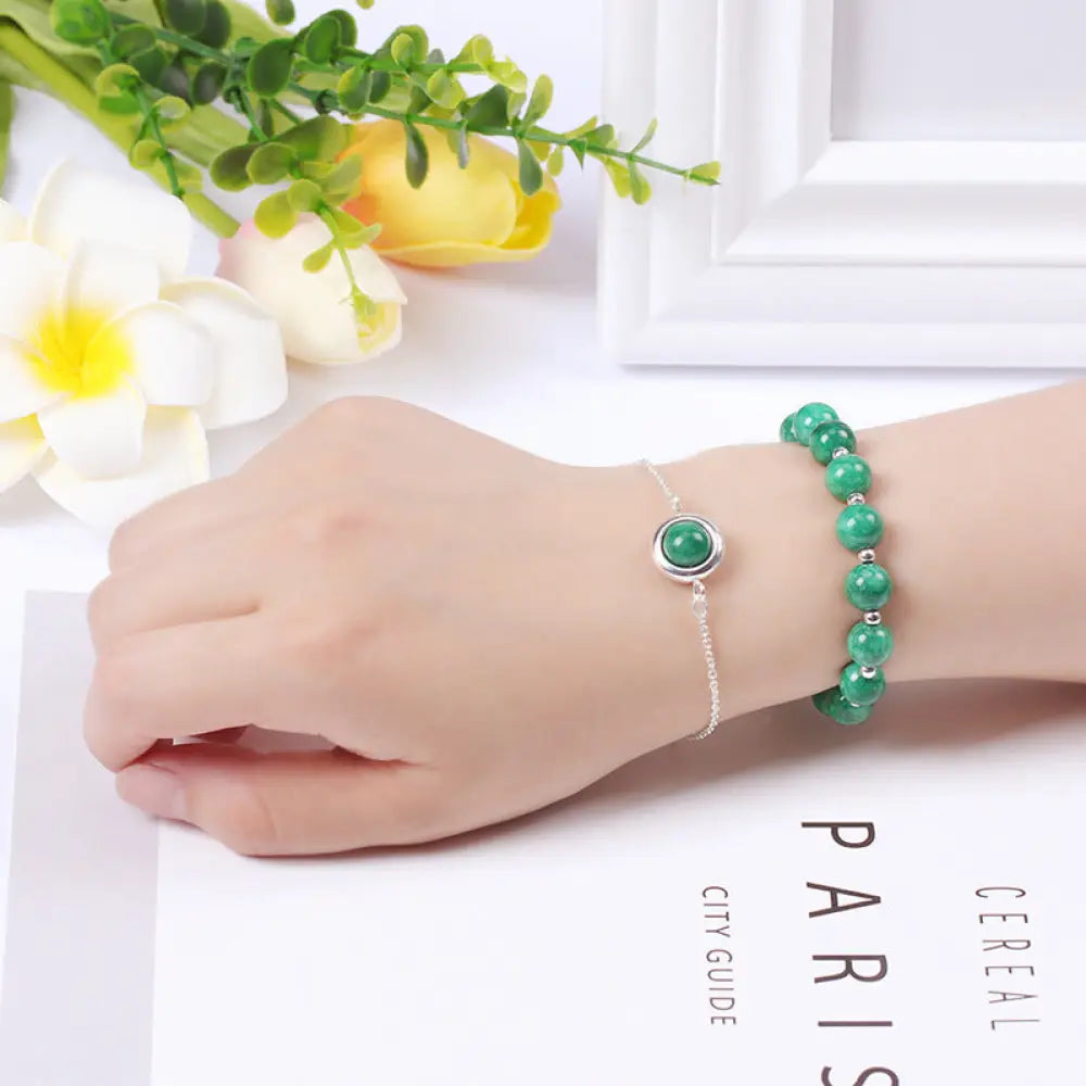 Buddha Stones Sun Stone Strawberry Quartz Crystal Positive Bracelet - BWOOOH - Malachite - Bracelet