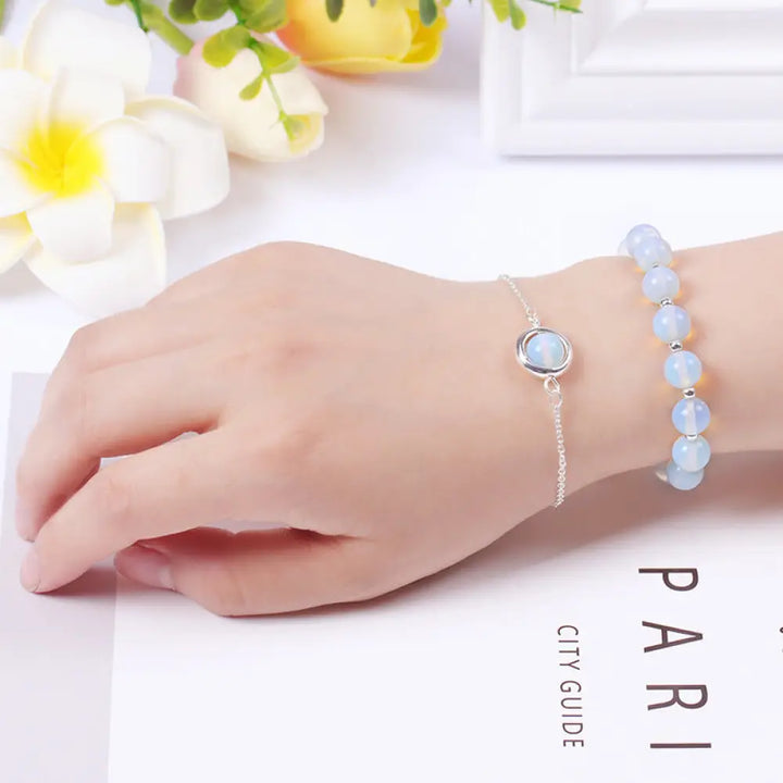 Buddha Stones Sun Stone Strawberry Quartz Crystal Positive Bracelet - BWOOOH - Opal - Bracelet