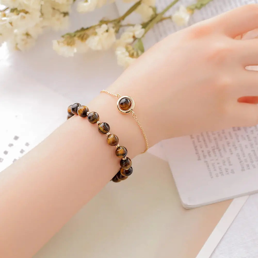 Buddha Stones Sun Stone Strawberry Quartz Crystal Positive Bracelet - BWOOOH - Tiger Eye - Bracelet
