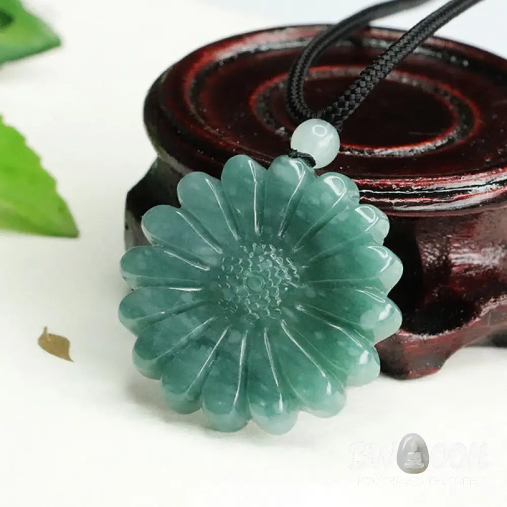 Buddha Stones Sunflower Jade Abundance Necklace Pendants - BWOOOH - Jade - Necklaces &amp; Pendants