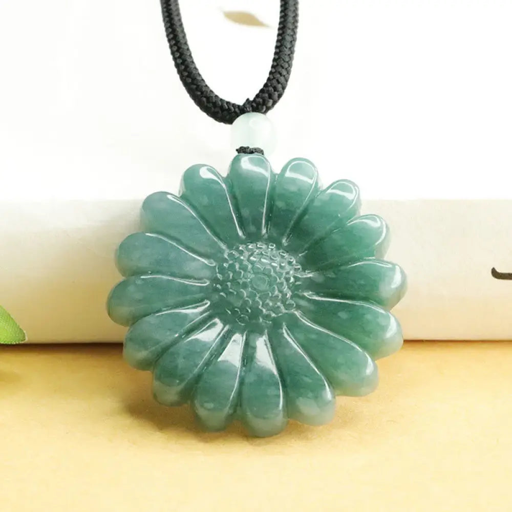 Buddha Stones Sunflower Jade Abundance Necklace Pendants - BWOOOH - Jade - Necklaces & Pendants