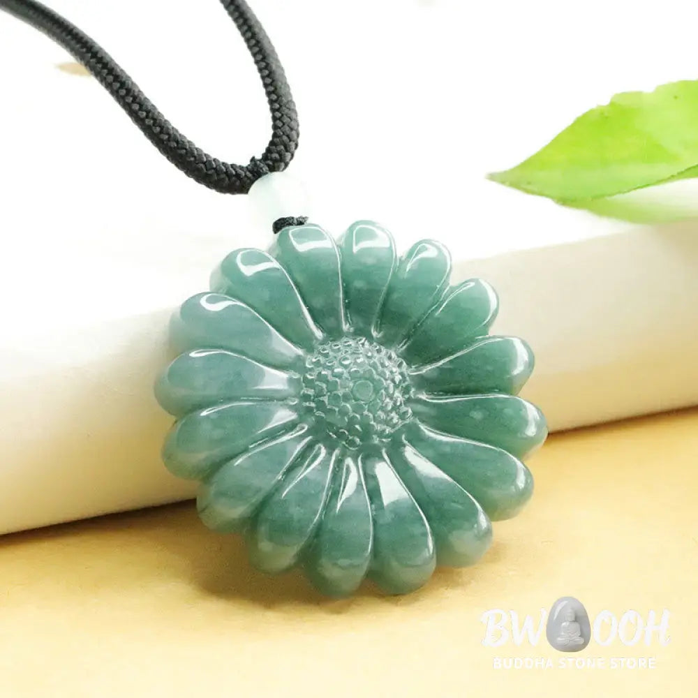 Buddha Stones Sunflower Jade Abundance Necklace Pendants - BWOOOH - Jade - Necklaces & Pendants