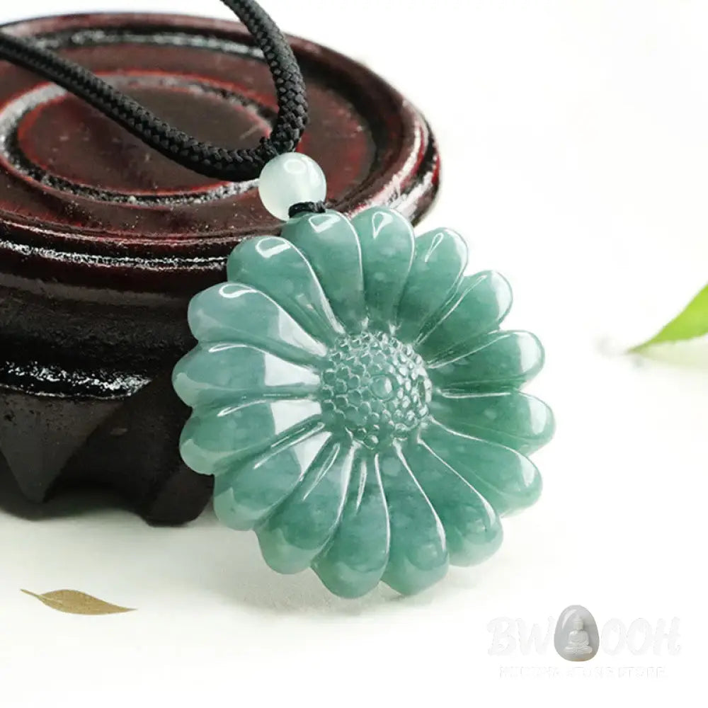 Buddha Stones Sunflower Jade Abundance Necklace Pendants - BWOOOH - Jade - Necklaces &amp; Pendants