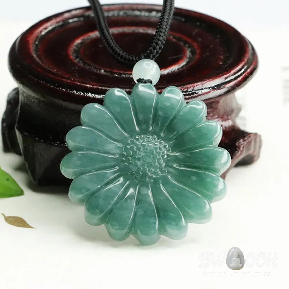 Buddha Stones Sunflower Jade Abundance Necklace Pendants - BWOOOH - Jade - Necklaces &amp; Pendants