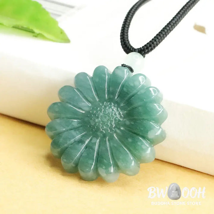 Buddha Stones Sunflower Jade Abundance Necklace Pendants - BWOOOH - Jade - Necklaces &amp; Pendants