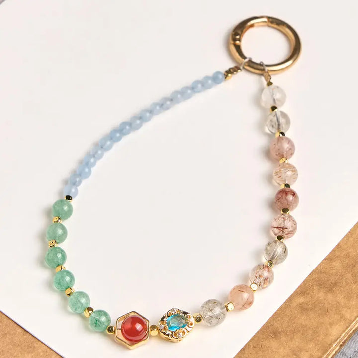 BWOOOH Super Seven Crystal Blue Chalcedony Beaded Healing
