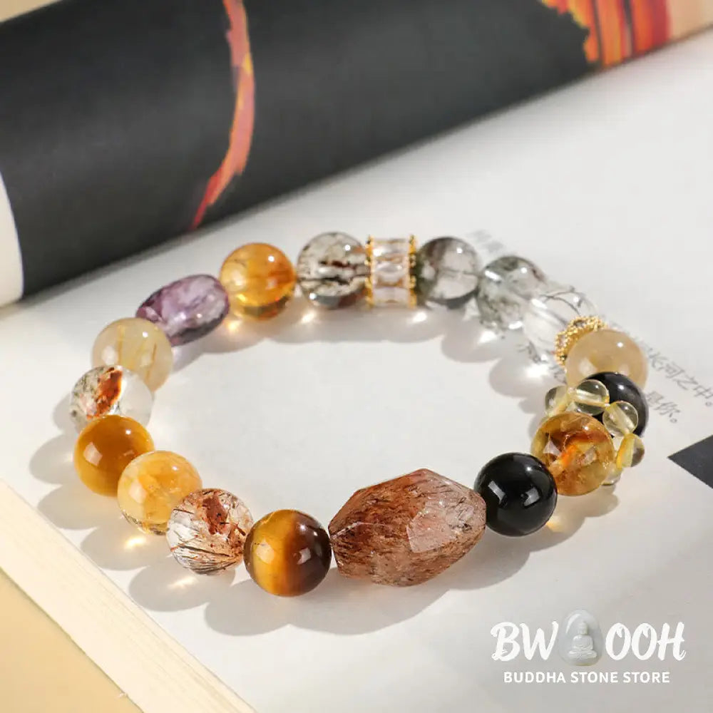 Buddha Stones Super Seven Crystal Topaz Obsidian Tiger Eye Positivity Bracelet - BWOOOH - Bracelet