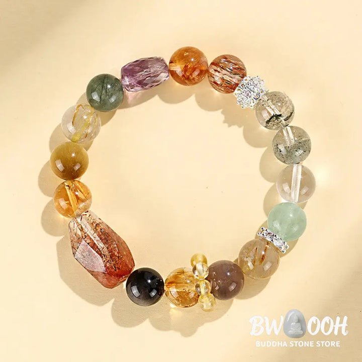 Buddha Stones Super Seven Crystal Topaz Obsidian Tiger Eye Positivity Bracelet - BWOOOH - Bracelet