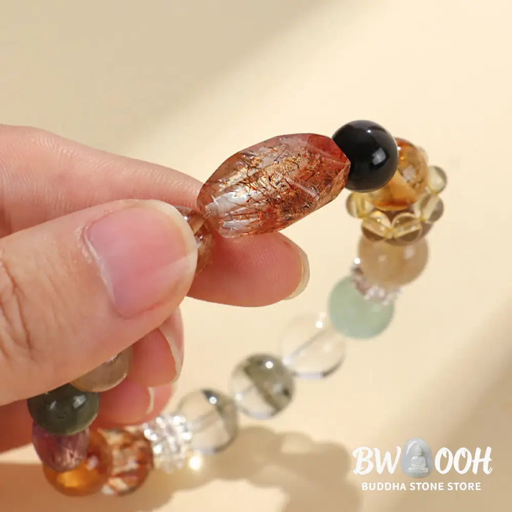Buddha Stones Super Seven Crystal Topaz Obsidian Tiger Eye Positivity Bracelet - BWOOOH - Bracelet