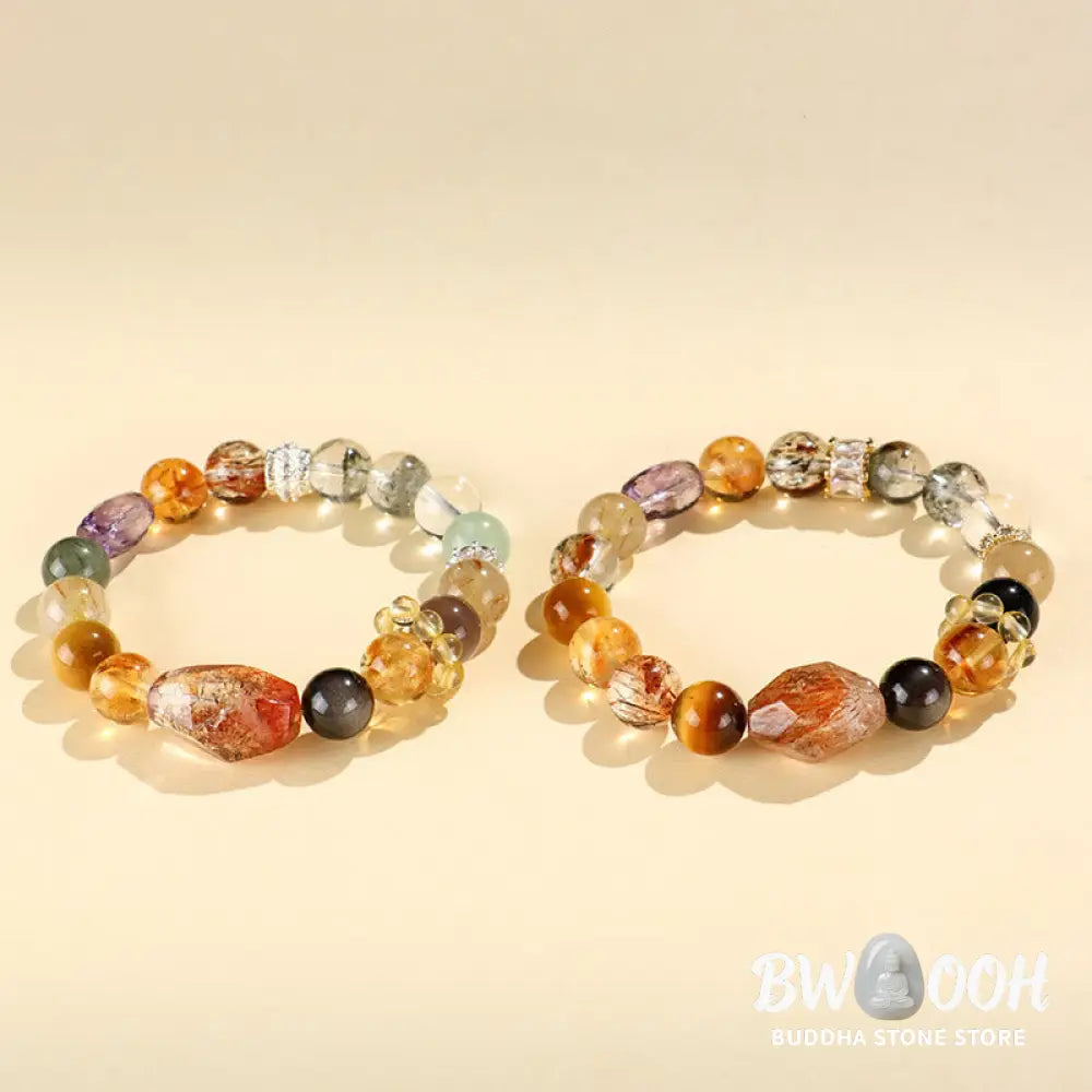 Buddha Stones Super Seven Crystal Topaz Obsidian Tiger Eye Positivity Bracelet - BWOOOH - Bracelet