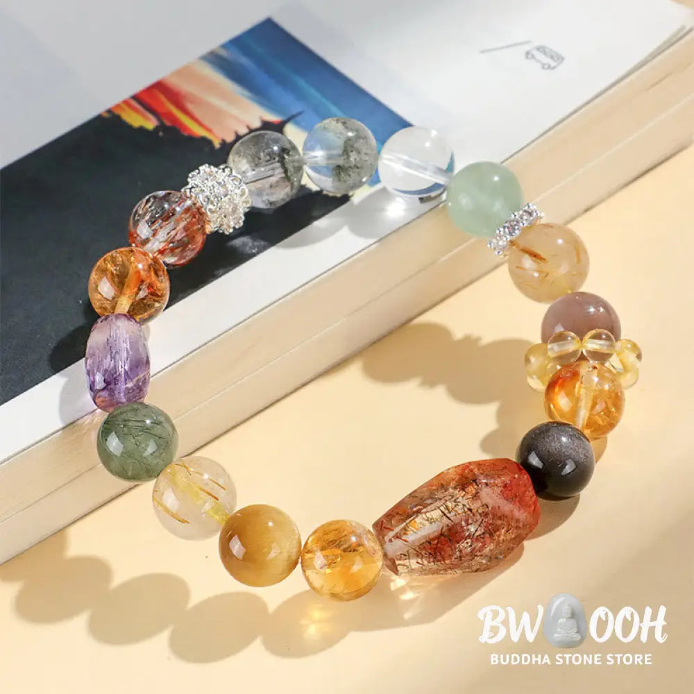 Buddha Stones Super Seven Crystal Topaz Obsidian Tiger Eye Positivity Bracelet - BWOOOH - Bracelet