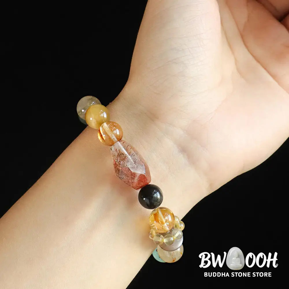 Buddha Stones Super Seven Crystal Topaz Obsidian Tiger Eye Positivity Bracelet - BWOOOH - Bracelet