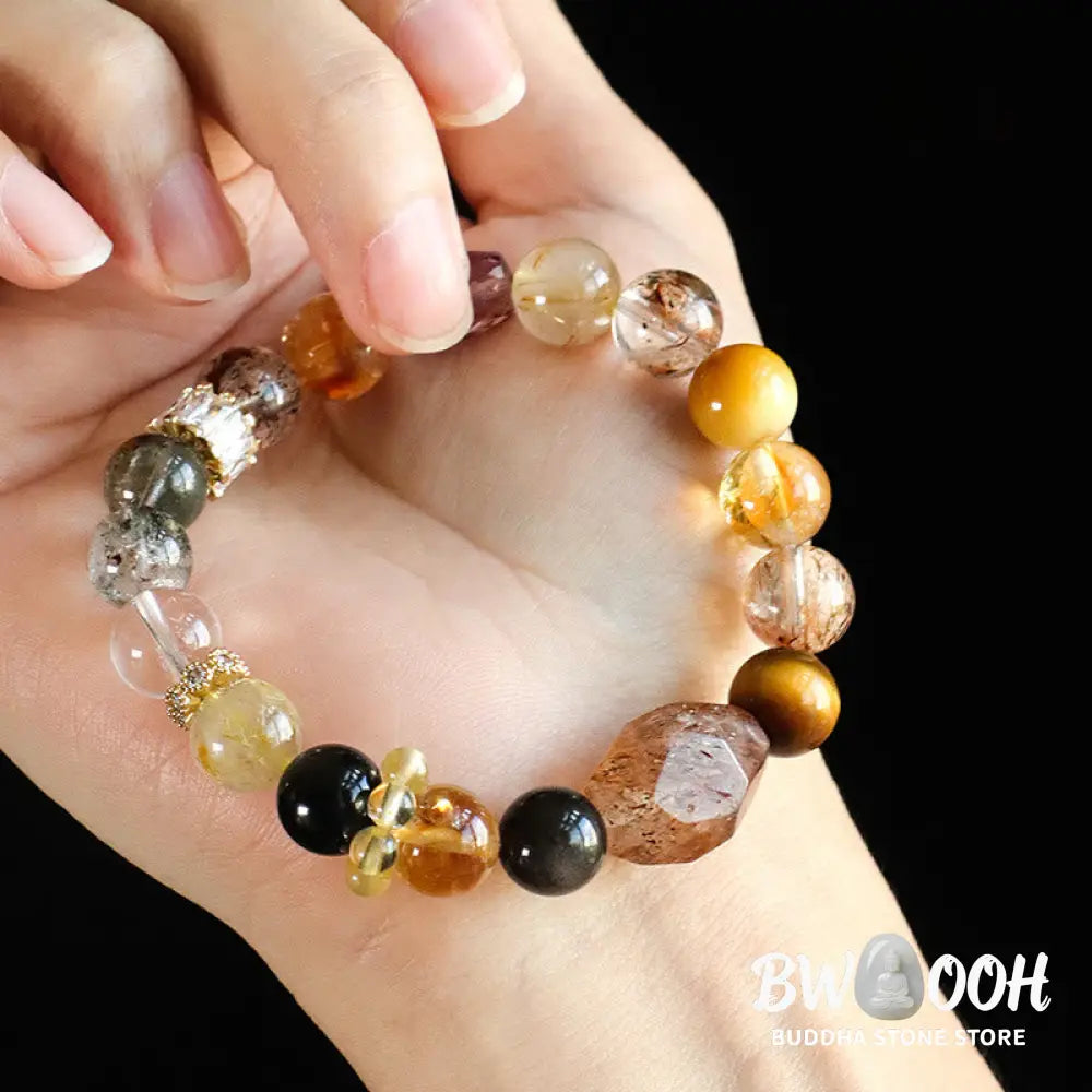 Buddha Stones Super Seven Crystal Topaz Obsidian Tiger Eye Positivity Bracelet - BWOOOH - Bracelet