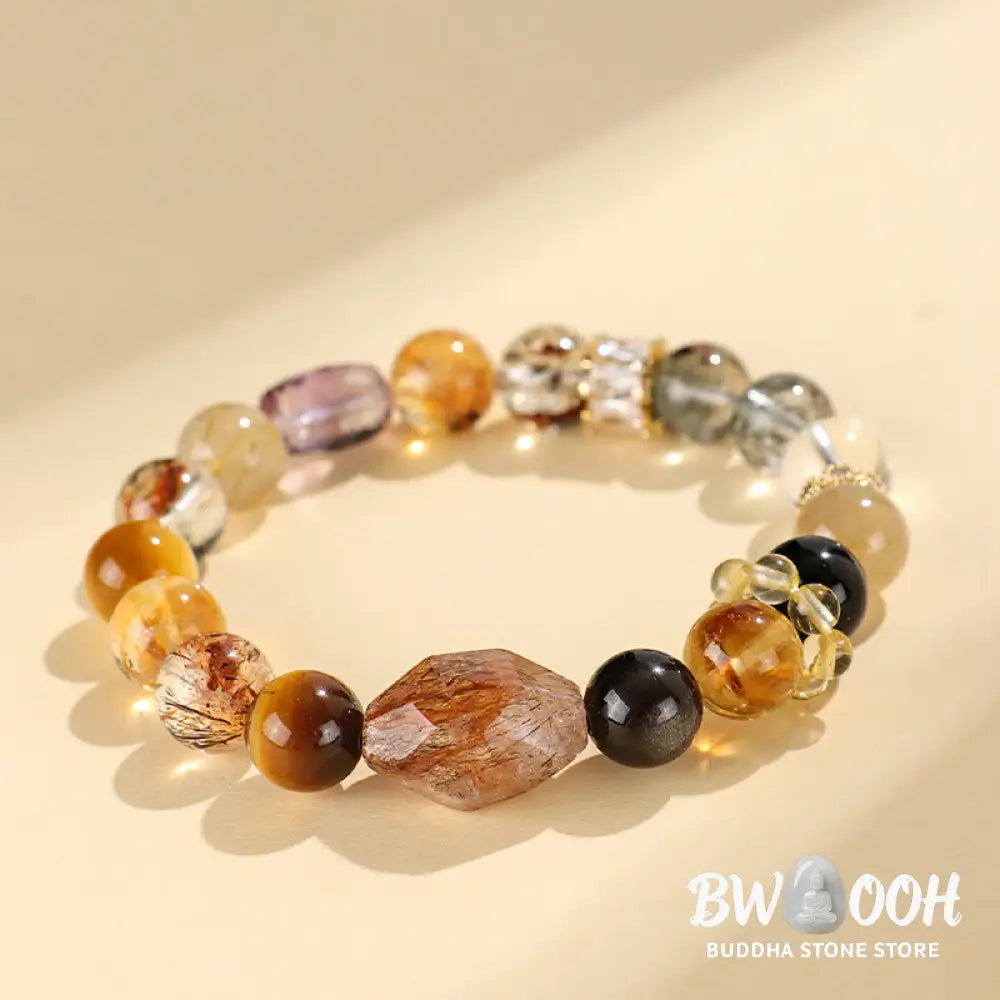 Buddha Stones Super Seven Crystal Topaz Obsidian Tiger Eye Positivity Bracelet - BWOOOH - Bracelet