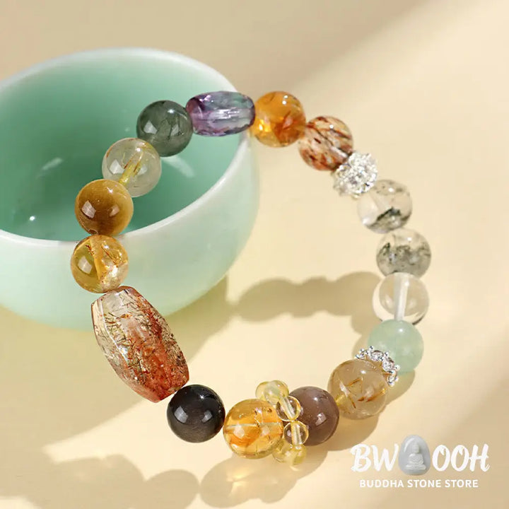 Buddha Stones Super Seven Crystal Topaz Obsidian Tiger Eye Positivity Bracelet - BWOOOH - Bracelet