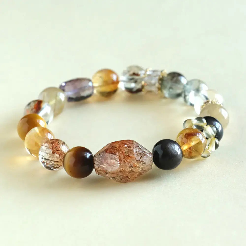 BWOOOH Super Seven Crystal Topaz Obsidian Tiger Eye Positivity Bracelet - BWOOOH - Super Seven Crystal Tiger Eye