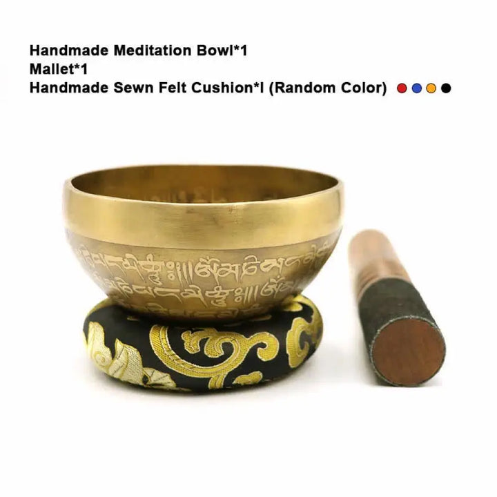BWOOOH Sutra Singing Bowl Handcrafted for Healing and Meditation Positive Energy Sound Bowl Set - Singing Bowl